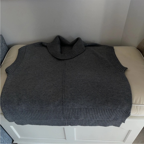 Moth Anthropologie Sweater poncho size S gray Cowl Neck Oversized  Short Sleeve - Picture 5 of 8